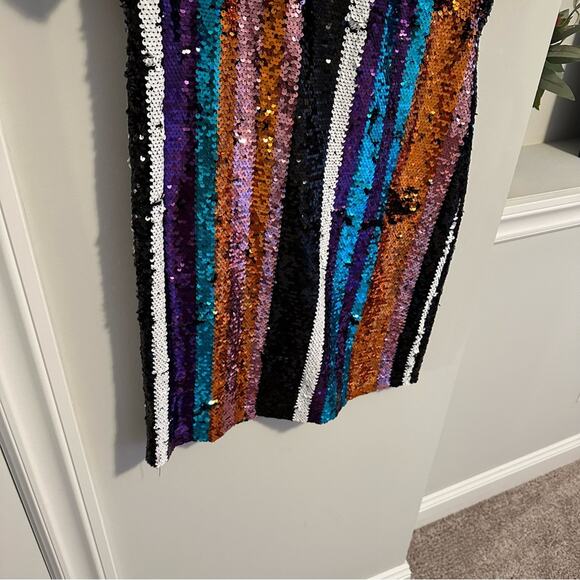 Karlie Striped Sequin Mini Dress Small - Picture 9 of 10